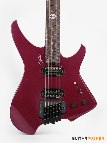 Aguda Black Hole Headless Electric Guitar Mahogany Body Ebony Fretboard - Metallic Magenta