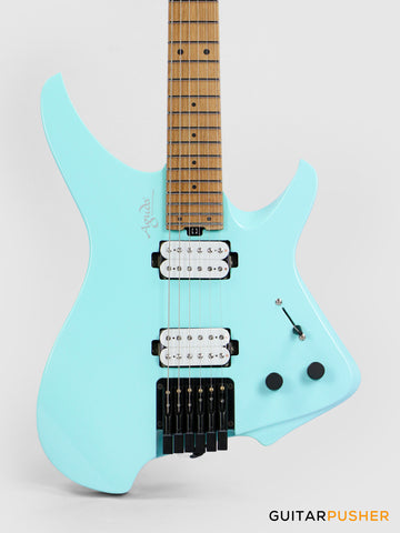 Aguda Musicboy Headless Electric Guitar Alder Body Roasted Maple Fretboard - Baby Blue
