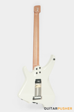 Aguda Musicboy Pro Headless Electric Guitar Alder Body Roasted Maple Fretboard - Olympic White w/ Tortoise Shell Pickguard