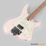 Aguda Musicboy Pro Headless Electric Guitar Alder Body Roasted Maple Fretboard - Shell Pink w/ Cream Pickguard