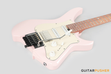 Aguda Musicboy Pro Headless Electric Guitar Alder Body Roasted Maple Fretboard - Shell Pink w/ Cream Pickguard