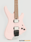 Aguda Musicboy Headless Electric Guitar Alder Body Roasted Maple Fretboard - Shell Pink