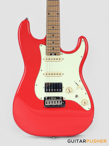 Crafter Guitars Charlotte S VVS MP VR, S-Style HSS Electric Guitar, Roasted Maple Neck/Roasted Maple Fingerboard, w/ Gig Bag - Vintage Red