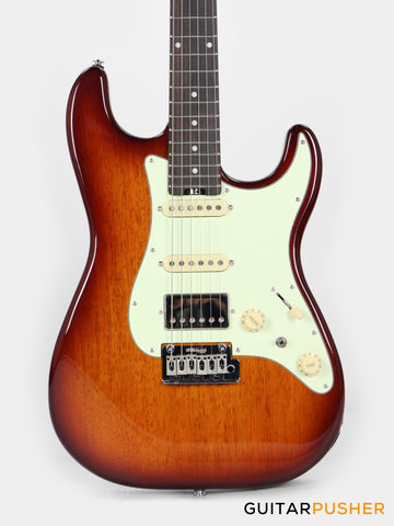 Crafter Guitars Charlotte S VVS RS TS, S-Style HSS Electric Guitar, Roasted Maple Neck/Rosewood Fingerboard, w/ Gig Bag - Tobacco Sunburst