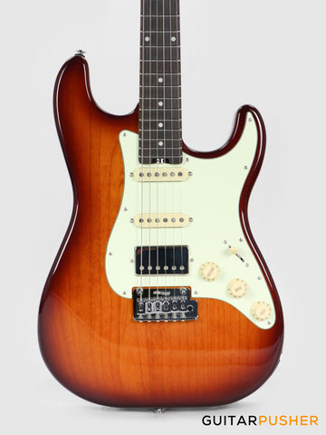 Crafter Guitars Modern Seoul S RS TS, S-Style HSS Electric Guitar, Maple Neck/Rosewood Fingerboard, w/ Gig Bag - Tobacco Sunburst