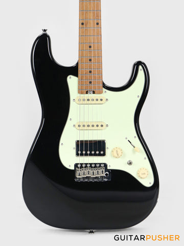 Crafter Guitars Modern Sera S VVS MP CB, S-Style Electric Guitar, Roasted Maple Neck/Roasted Maple Fingerboard, w/ Gig Bag - Cosmic Black