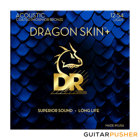 DR DAP-12 Dragon Skin+ Light Phosphor Bronze, Coated Acoustic Guitar Strings 12-54 (12 16 24 32 42 54)