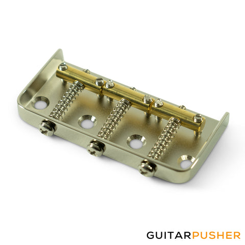 Kluson 1/2 Size Replacement Bridge for Fender Tele - Steel w/ Brass Saddles (Satin Nickel)