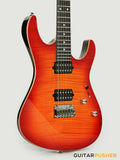 Leeky L-Series L25 HH S Style (Flamed Maple Top/Rosewood Fingerboard) - Fireburst