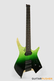 Leeky X-Series X15 Headless Electric Guitar Roasted Basswood Body Maple Top Maple Neck Rosewood Fingerboard - Green Burst