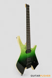 Leeky X-Series X15 Headless Electric Guitar Roasted Basswood Body Maple Top Maple Neck Rosewood Fingerboard - Green Burst