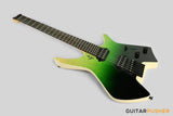 Leeky X-Series X15 Headless Electric Guitar Roasted Basswood Body Maple Top Maple Neck Rosewood Fingerboard - Green Burst