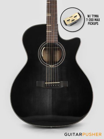 Tyma G-10 BKSE Solid Sitka Spruce Top Mahogany Auditorium Acoustic-Electric Guitar with T-200 MAX preamp