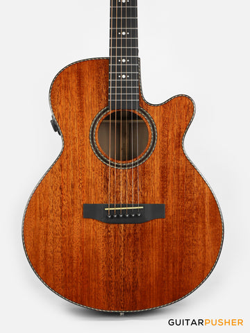 Tyma A1 Custom-ZL Solid Mahogany Top Striped Ebony OM Acoustic-Electric Guitar with OS1 Pickup