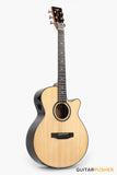 Tyma A2 Custom-ZL Solid Spruce Top Striped Ebony OM Acoustic-Electric Guitar with OS1 Pickup