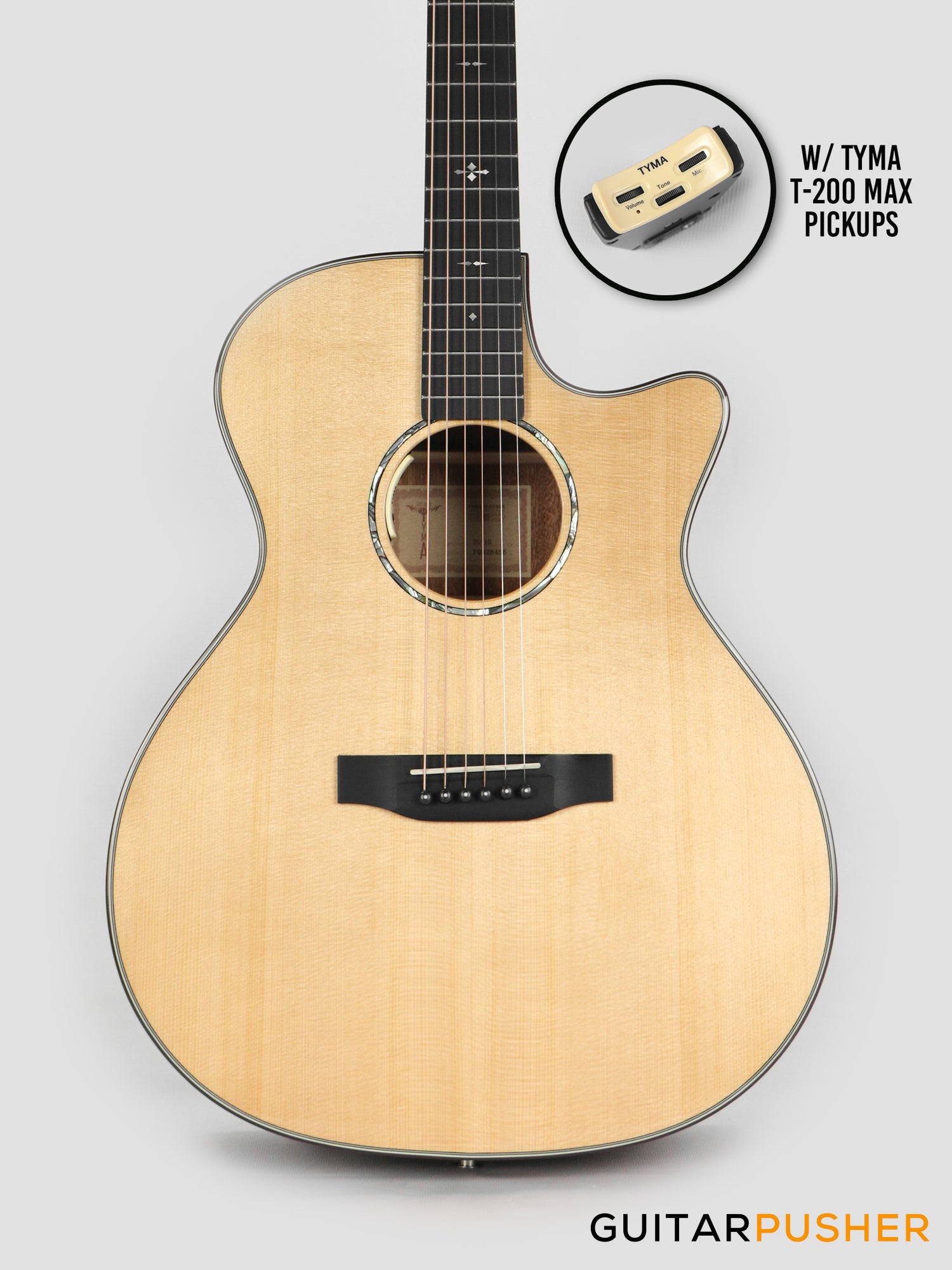 Tyma TG-10E Solid Sitka Spruce Top African Peach Core Grand