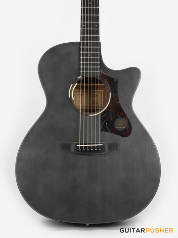 Tyma TG-2 BKS Solid Sitka Spruce Top Grand Auditorium Acoustic-Electric Guitar - (Black) with T-200 MAX preamp and Hard Case
