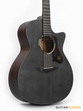Tyma TG-2 BKS Solid Sitka Spruce Top Grand Auditorium Acoustic-Electric Guitar - (Black) with T-200 MAX preamp and Hard Case