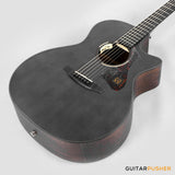 Tyma TG-2 BKS Solid Sitka Spruce Top Grand Auditorium Acoustic-Electric Guitar - (Black) with T-200 MAX preamp and Hard Case