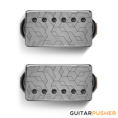 Bareknuckle Polymath Calibrated Humbucker Pickup Set, Nickel Covers w/ Polymath Etch, Black Screws