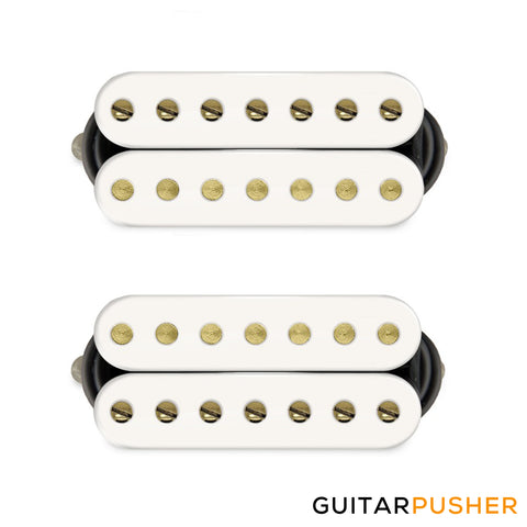 Bareknuckle Ragnarok 7-String Calibrated Humbucker Pickup Set, Open, White, Gold Screws