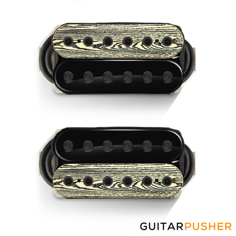 Bareknuckle Unity Calibrated Humbucker Pickup Set, Open Zebra (Woodtech Cream, Black + Black, Woodtech Cream), Black Bolts
