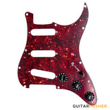 Bareknuckle Pre-wired Red Tortoiseshell Standard 3 ply 11-hole pickguard SSS + Electronics, Black Parts