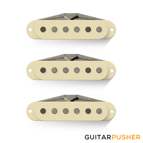 Bareknuckle Strat Irish Tour Calibrated Set, 6-string Vintage Staggered, Std Polarity, Cream Zinc Base Bridge