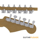 Hipshot Grip-Lock Closed Guitar Locking 6-In-Line Machine Head Set (Satin)