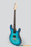 Leeky L-Series L15 S Style Electric Guitar (Flamed Maple Top/Rosewood Fingerboard) - Transblue