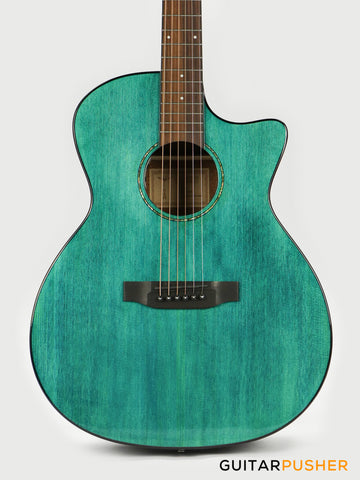 Tyma G-3 CBE Solid Sitka Spruce Top Mahogany Auditorium Acoustic-Electric Guitar with T-200 preamp (Ice Blue)