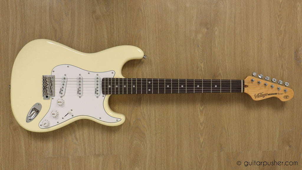 Vintage V6 S-Style Reissue Electric Guitar - Vintage White Vintage V6 S-Style Reissue Electric Guitar - Vintage White