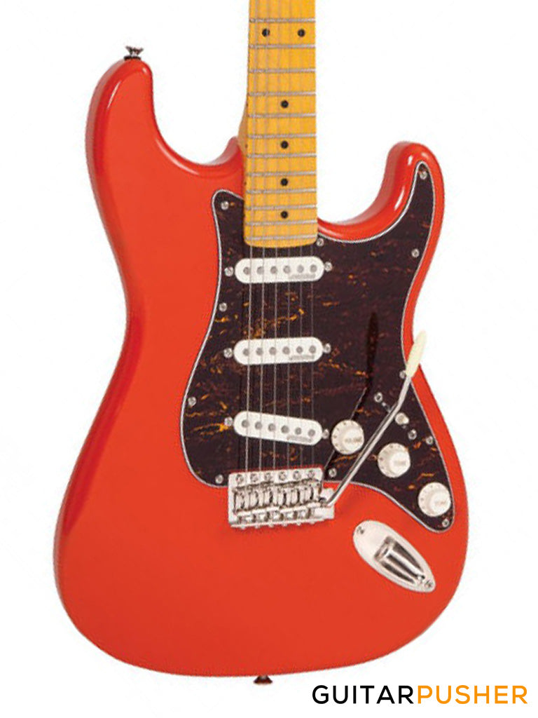 Vintage V6M Reissue S Style Electric Guitar Firenza Red