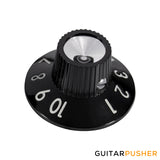 WD Witch Hat Knob 1-10, Skirted, Set Screw, Thin Numbers (Black)