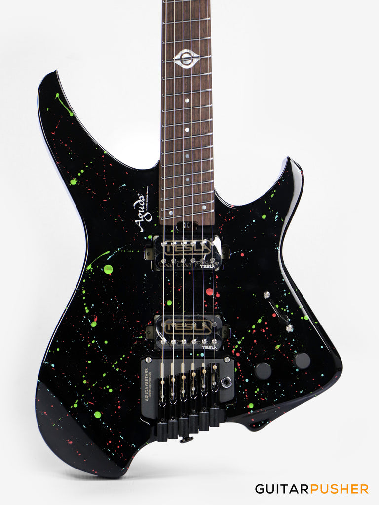 Aguda Black Hole Headless Electric Guitar Mahogany Body Ebony Fretboar ...