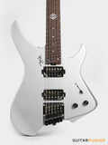 Aguda Black Hole Headless Electric Guitar Mahogany Body Ebony Fretboard, Fixed Bridge - Silver Sparkle