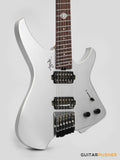 Aguda Black Hole Headless Electric Guitar Mahogany Body Ebony Fretboard, Fixed Bridge - Silver Sparkle