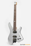 Aguda Black Hole Headless Electric Guitar Mahogany Body Ebony Fretboard, Fixed Bridge - Silver Sparkle
