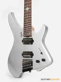 Aguda Black Hole Headless Electric Guitar Mahogany Body Ebony Fretboard, Fixed Bridge - Silver Sparkle