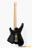 Aguda Black Hole Headless Electric Guitar Mahogany Body Ebony Fretboard, Flamed Maple Top - Trans Red