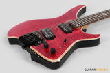 Aguda Black Hole Headless Electric Guitar Mahogany Body Ebony Fretboard, Flamed Maple Top - Trans Red