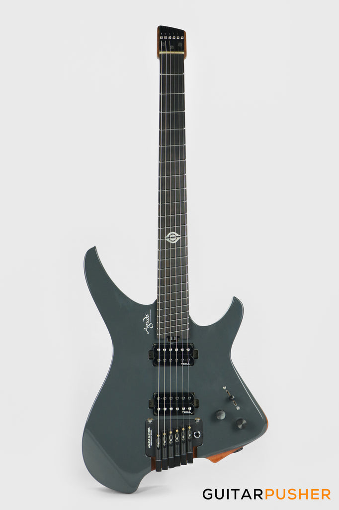 Aguda Black Hole Headless Electric Guitar Mahogany Body Ebony Fretboar ...