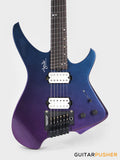 Aguda Black Hole Headless Electric Guitar Mahogany Body Ebony Fretboard - Metallic Neptune