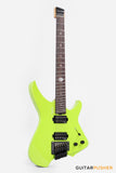 Aguda Black Hole Headless Electric Guitar Mahogany Body Ebony Fretboard - Neon Green