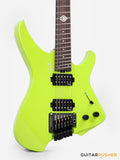 Aguda Black Hole Headless Electric Guitar Mahogany Body Ebony Fretboard - Neon Green