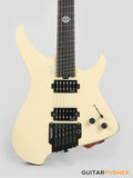 Aguda Black Hole Headless Electric Guitar Mahogany Body Ebony Fretboard - White Natural