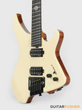 Aguda Black Hole Headless Electric Guitar Mahogany Body Ebony Fretboard - White Natural