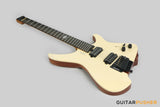 Aguda Black Hole Headless Electric Guitar Mahogany Body Ebony Fretboard - White Natural