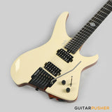 Aguda Black Hole Headless Electric Guitar Mahogany Body Ebony Fretboard - White Natural