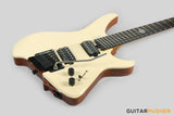 Aguda Black Hole Headless Electric Guitar Mahogany Body Ebony Fretboard - White Natural